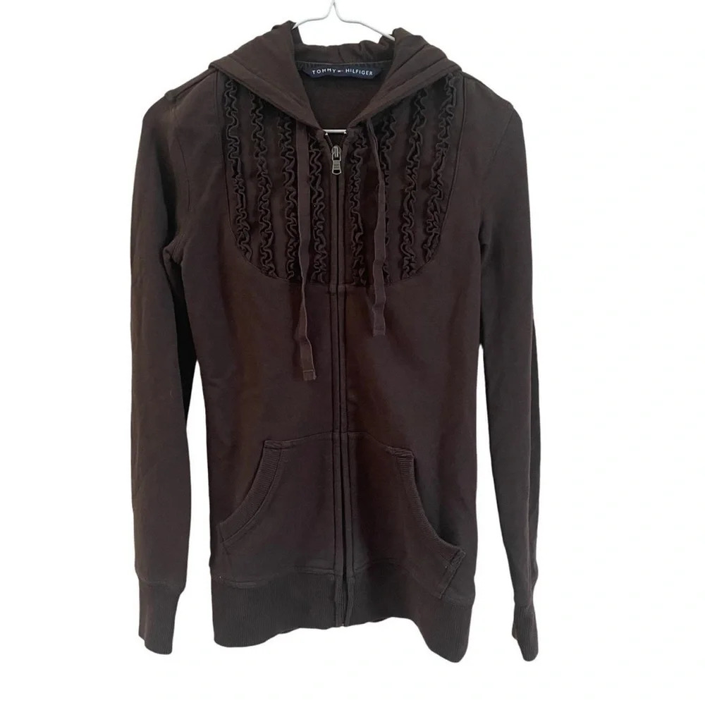 Vintage  Y2K brown Tommy Hilfiger full zip‎ hoodie